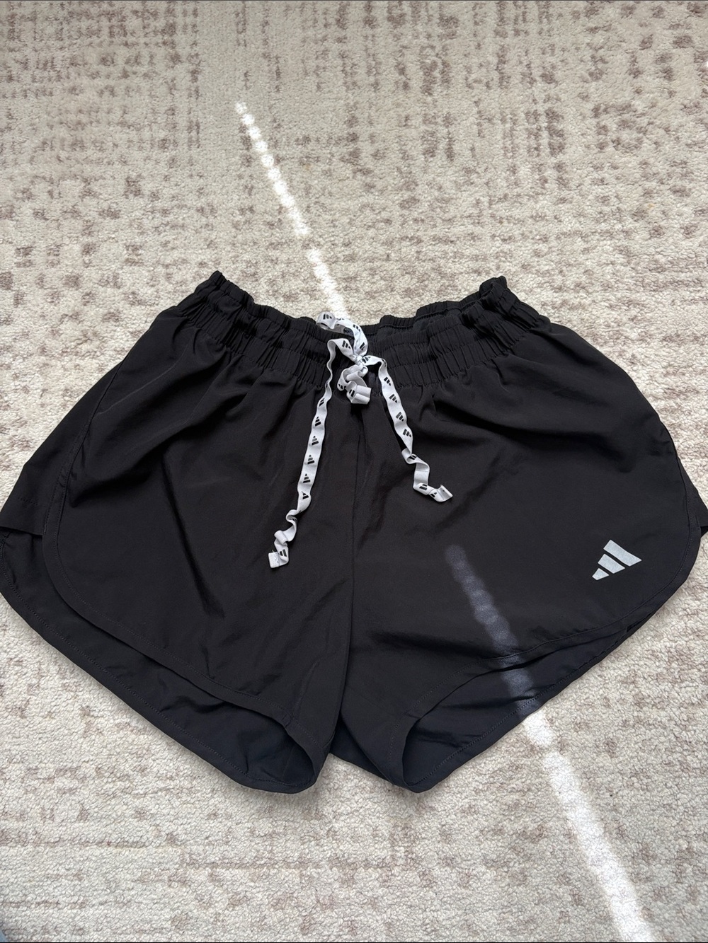 Adidas Black Women's Athletic Shorts with White Drawstring